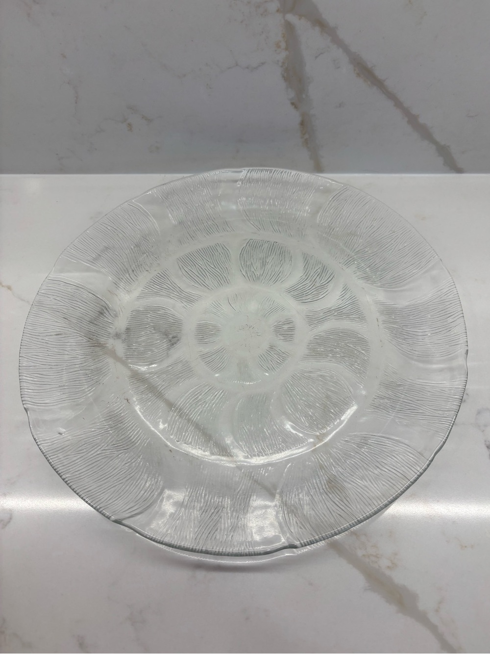 Vintage KIG KI34 Textured Leaves Indonesia Glass Embossed Decorative Platter